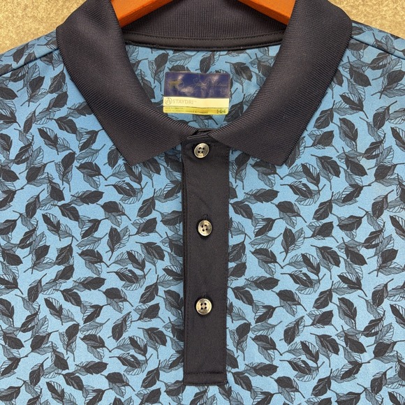 Jack Nicklaus Golf Polo Men L Blue Pattern StayDri Performance Shirt Lightweight - Picture 3 of 7